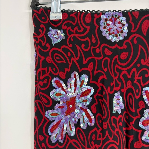 Nicole miller vintage Y2K 90s boho artsy floral sheer Embellished skirt sz 0 25 - Picture 3 of 16